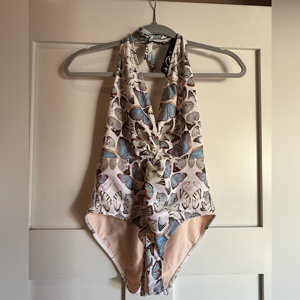 Wildfox Butterfly Print Kids One Piece - Pink and Blue